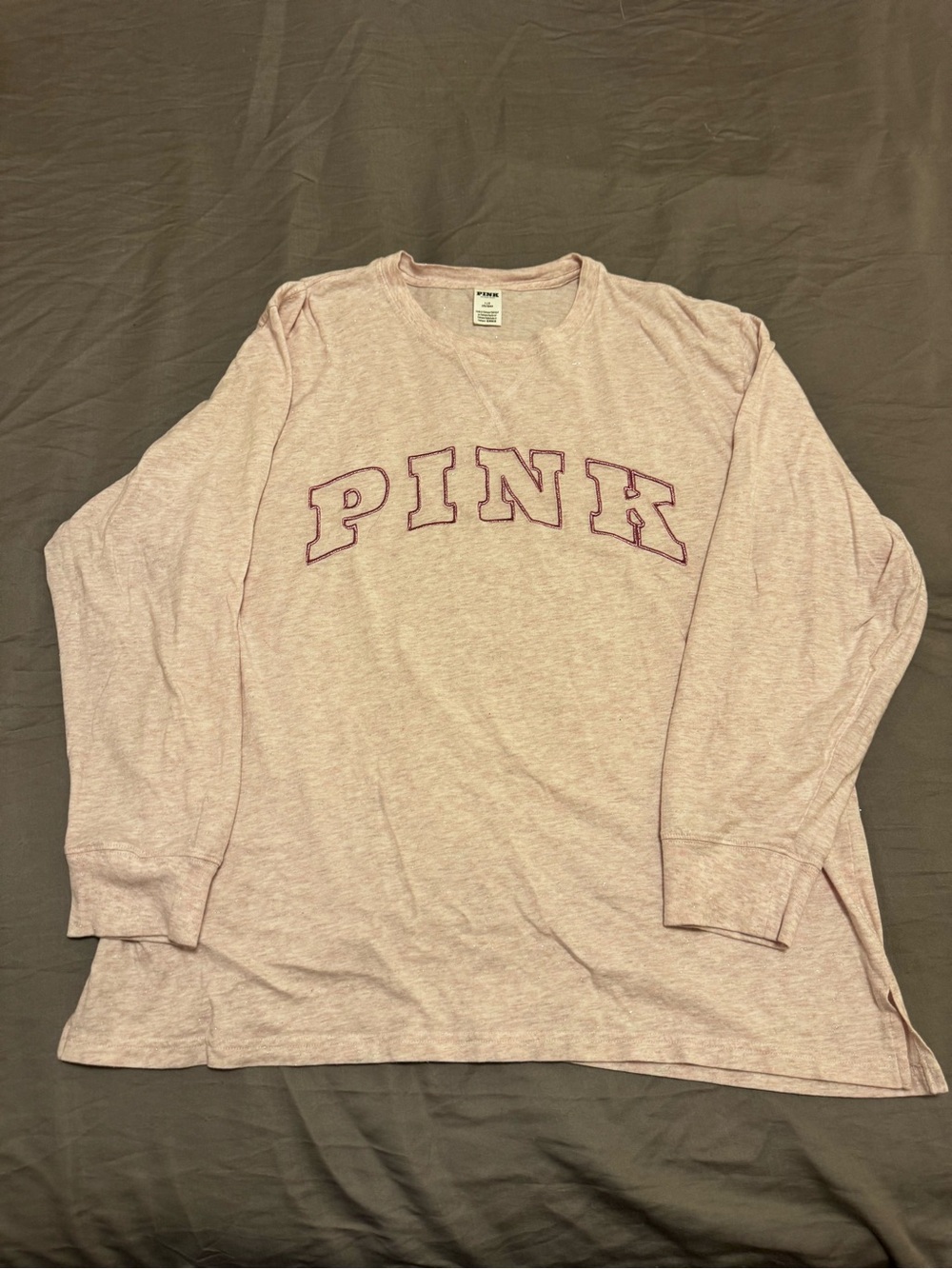 PINK Heathered Blush Long Sleeve Crew